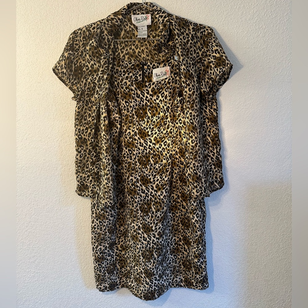 Cheetah print Dress and Shirt Vintage 2 piece set by Olivia Rose